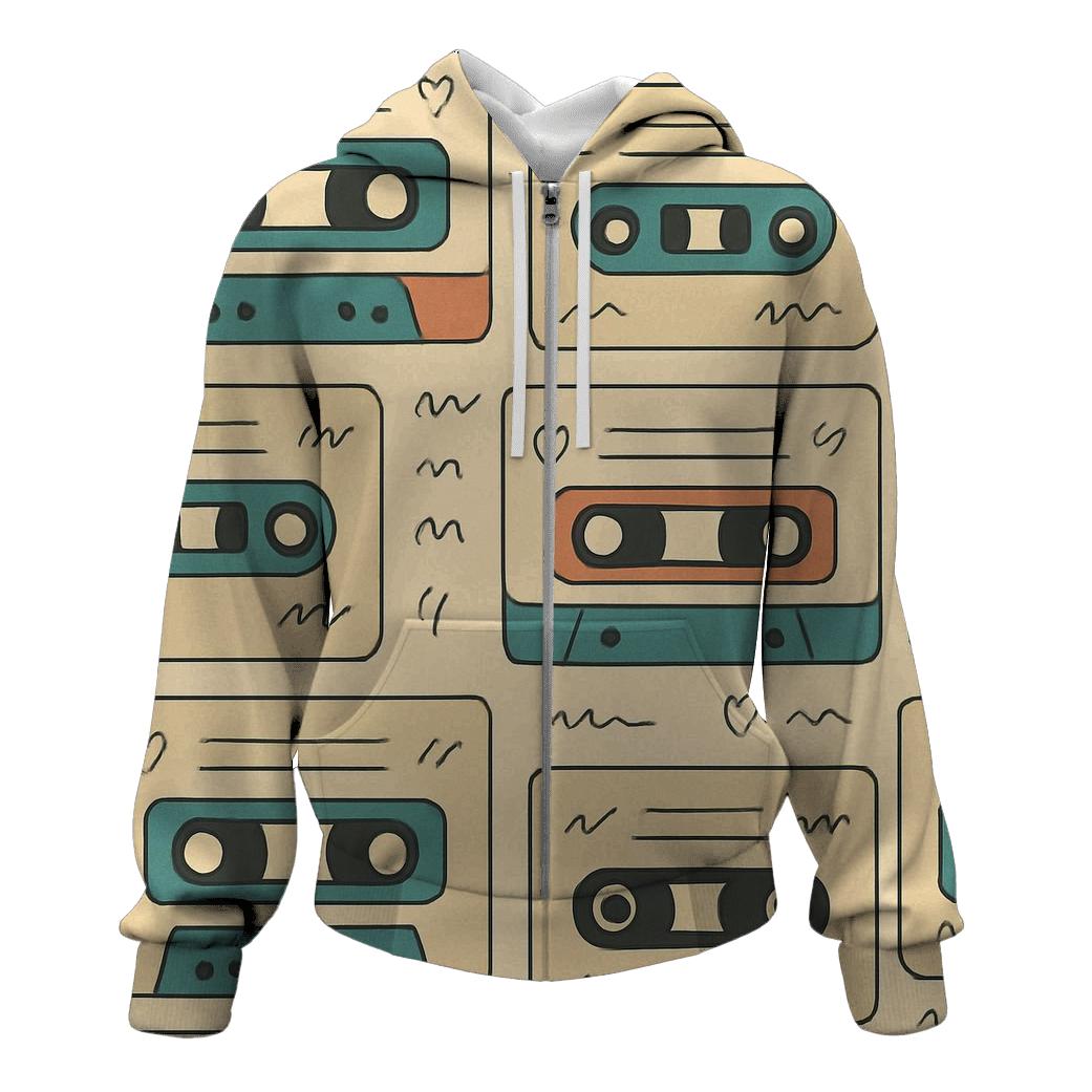 Cassette Label Doodle Blocks hoodies fashion