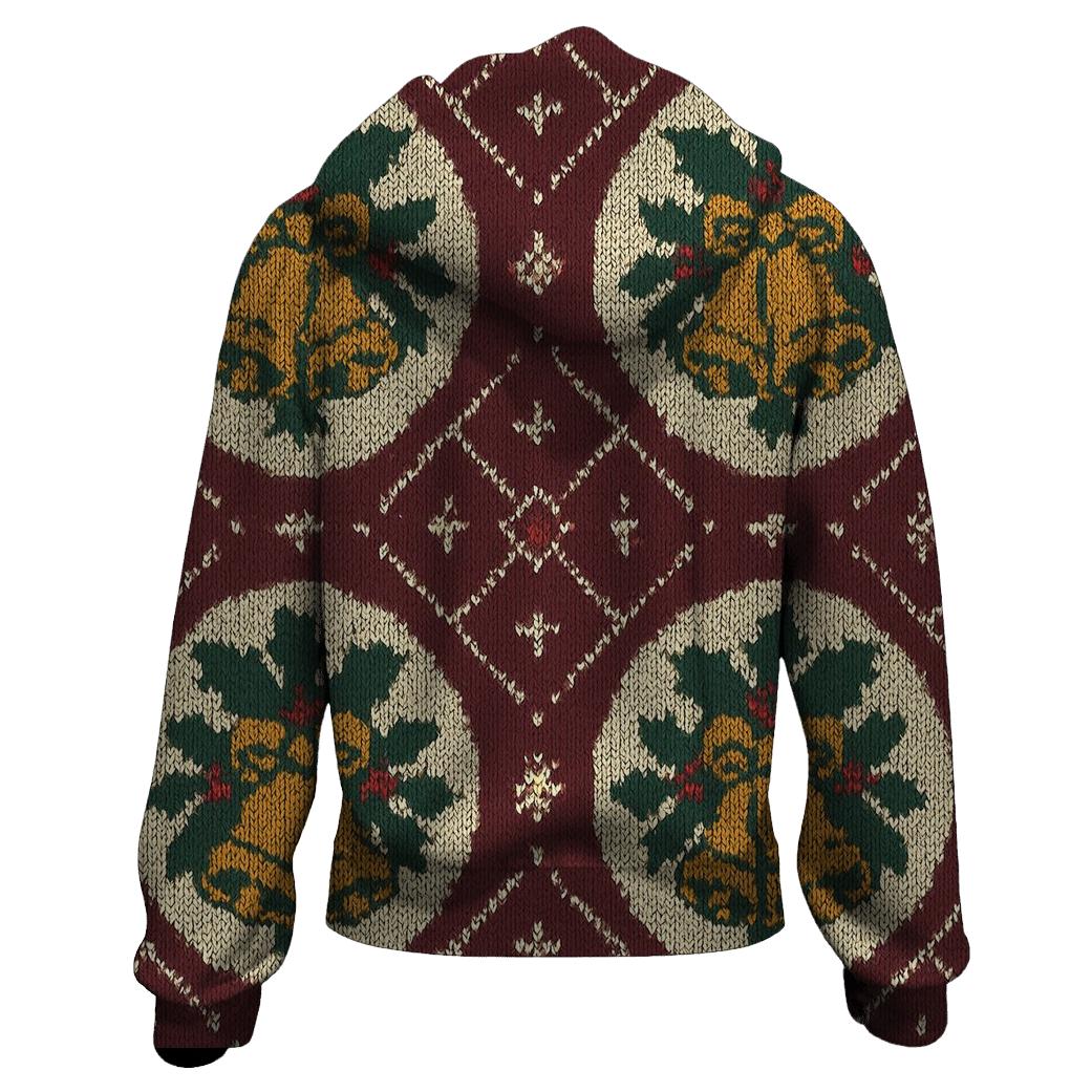 Holly And Bell Medallion Lattice Design zip-up hoodies