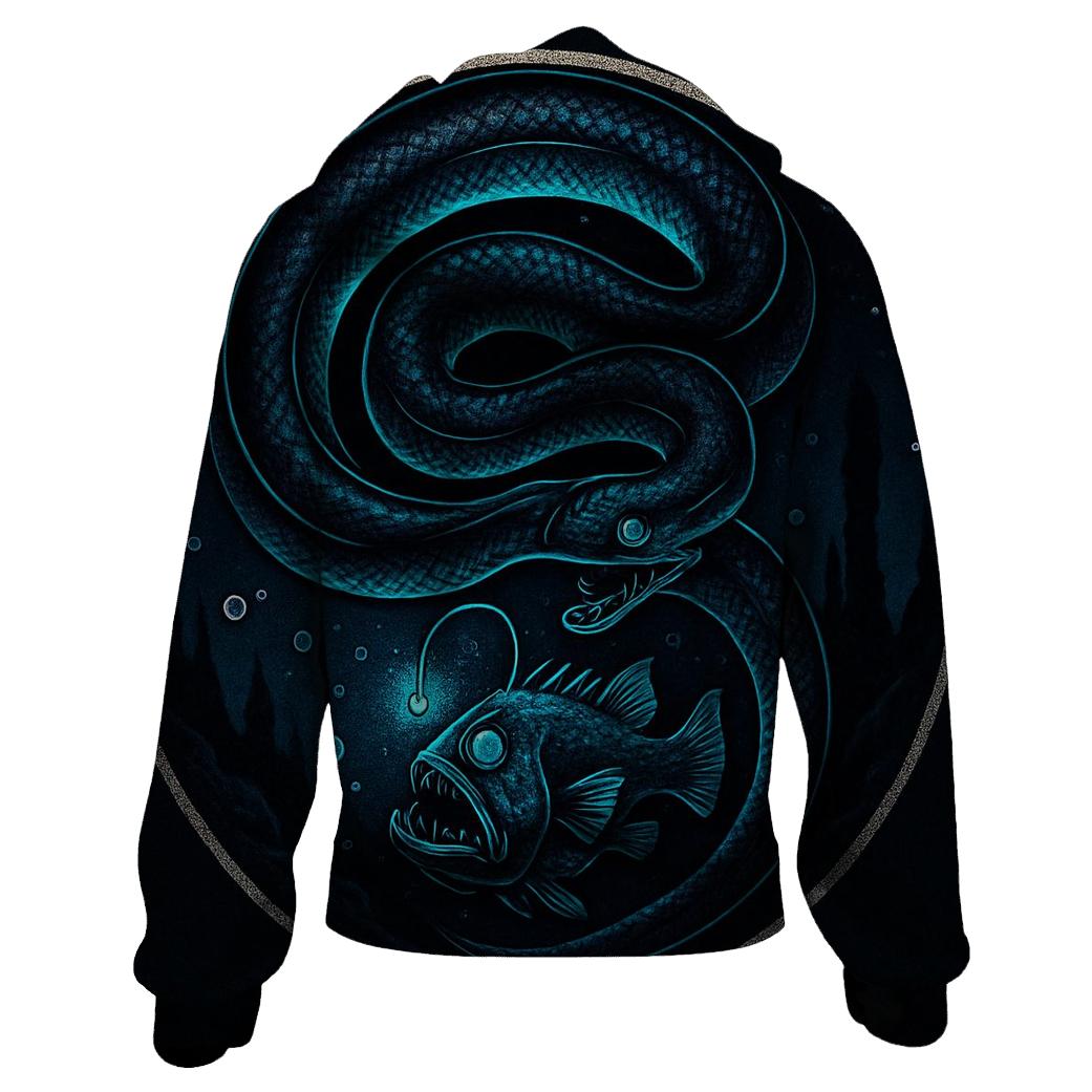 Deep Sea Bioluminescent Ouroboros graphic hoodies