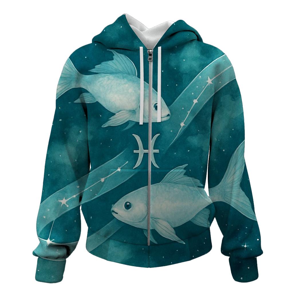 Pisces Twin Fish Cosmic Ribbon pullover hoodies