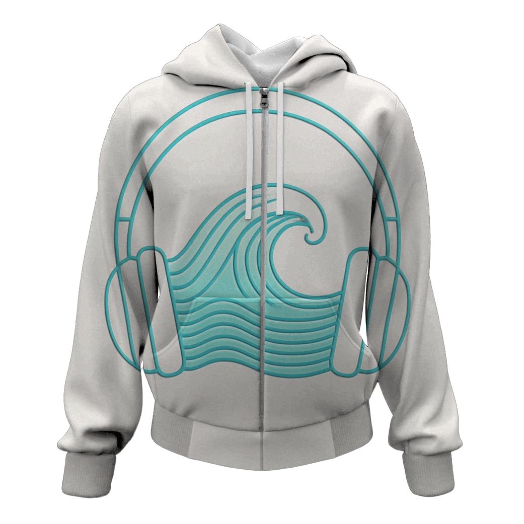 Headphone Ocean Waveform graphic hoodies
