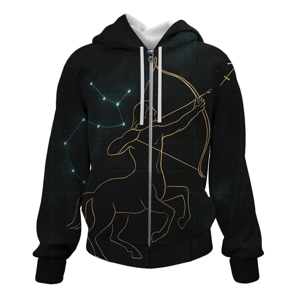 Sagittarius Archer Over Galactic Grid hoodie styles