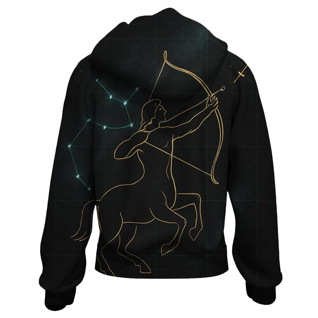 Sagittarius Archer Over Galactic Grid hoodie styles