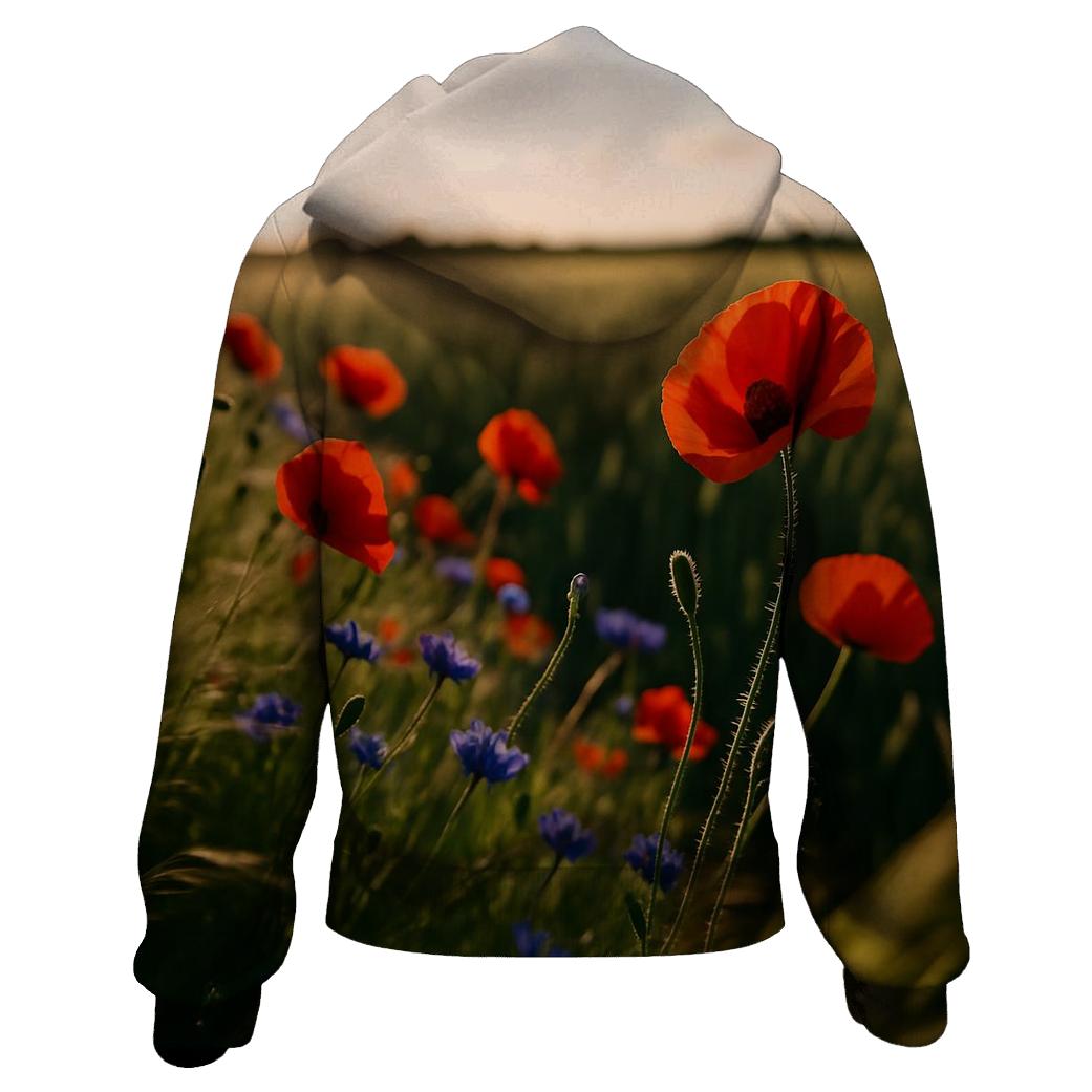 Wild Poppy And Cornflower Margin Of Wheat Field zip-up hoodies