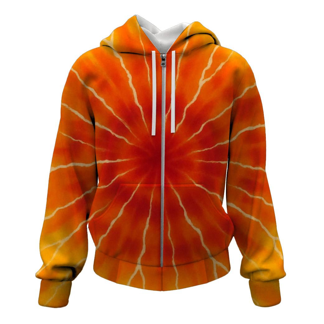 Solar Flare Crinkle Burst zip-up hoodies