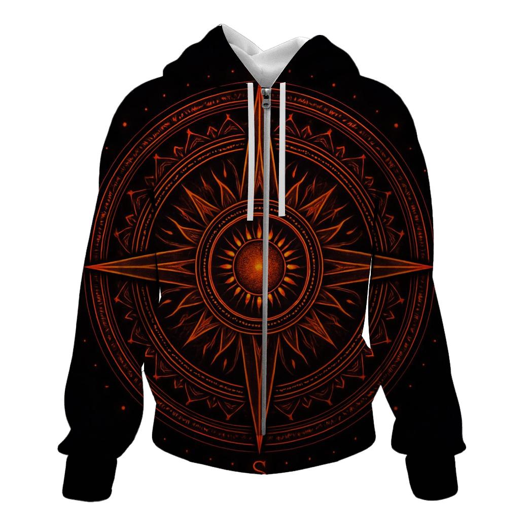 Solar Flare Mandala Compass heavyweight hoodies