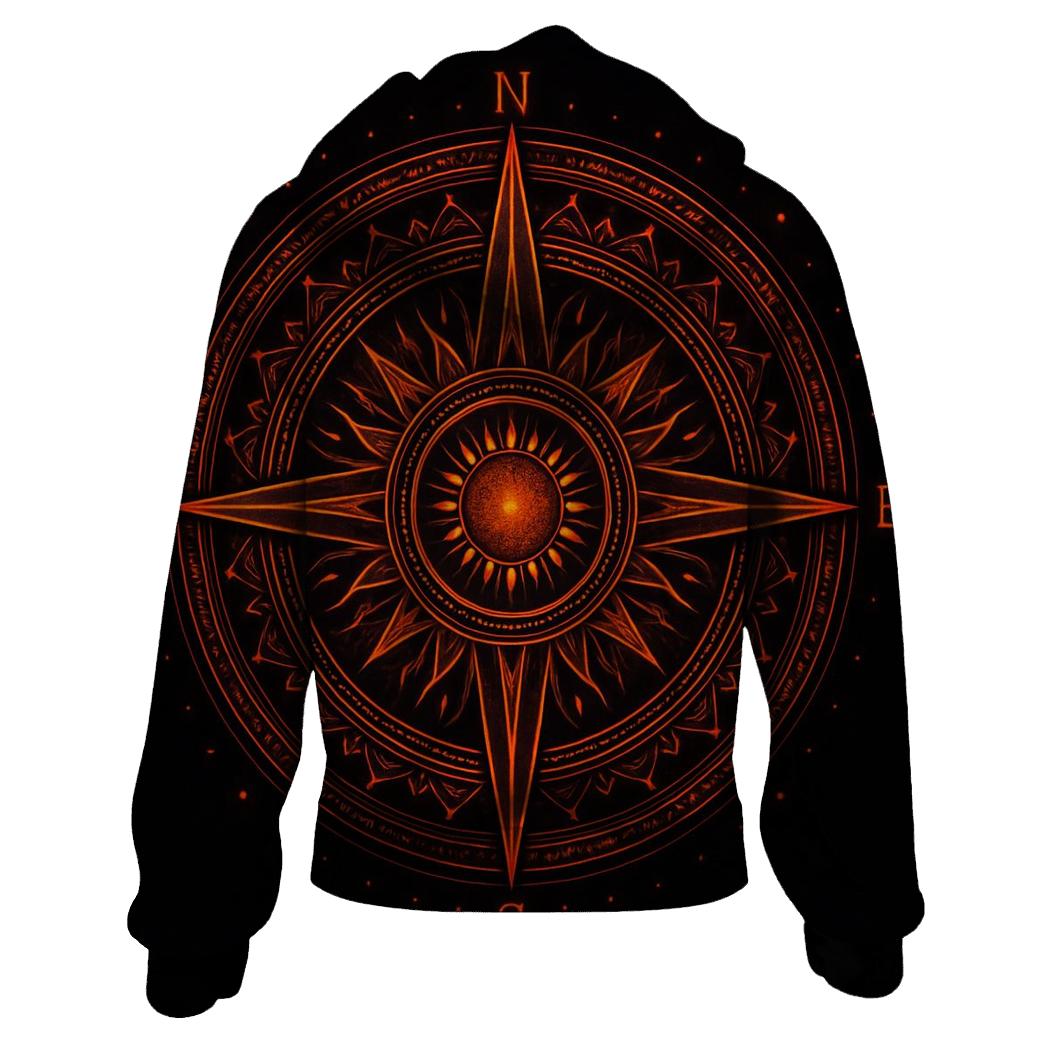 Solar Flare Mandala Compass heavyweight hoodies