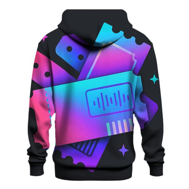 Neon Ticket Stub Collage printed hoodies