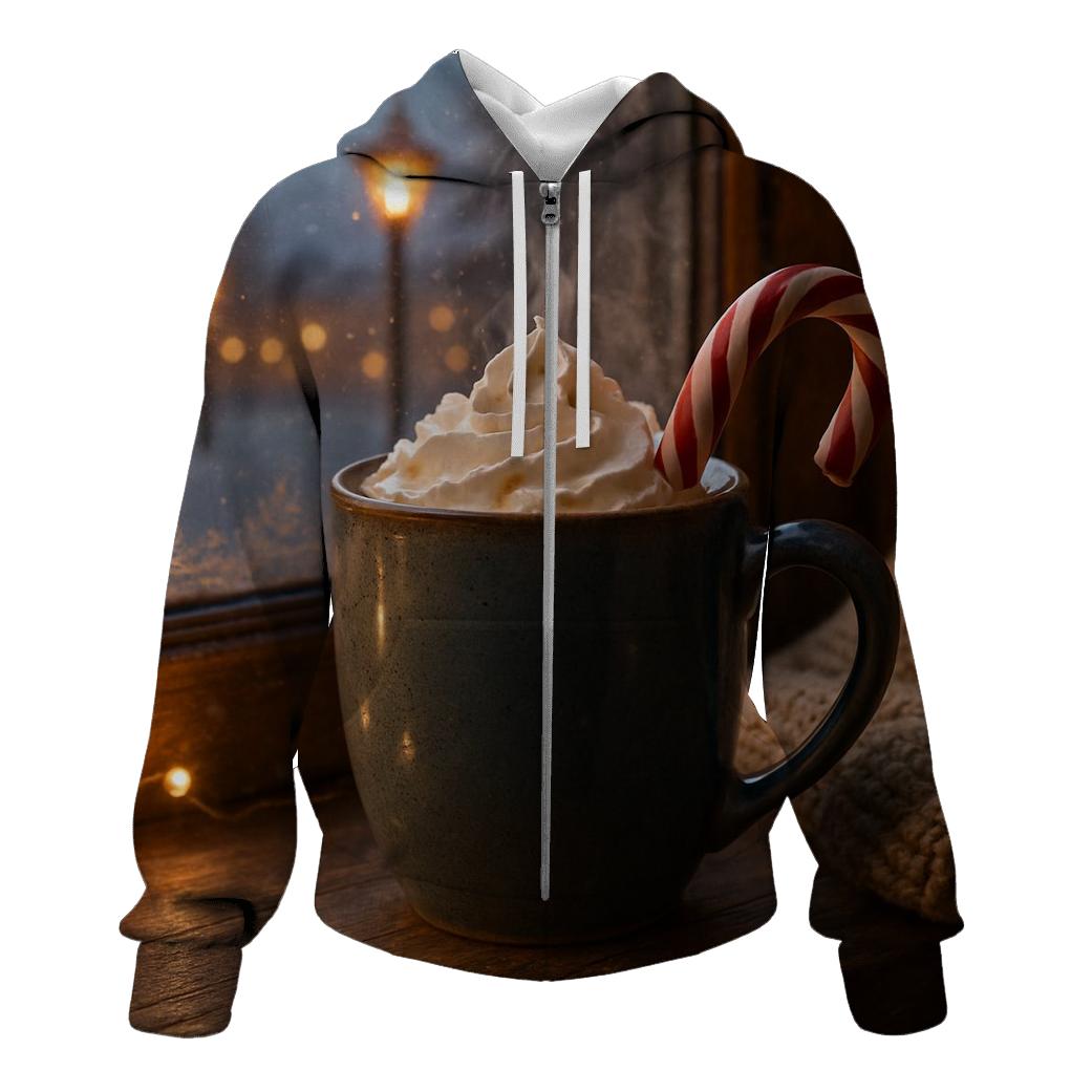 Hot Cocoa On The Frosted Sill Of A Quiet Village lightweight hoodies