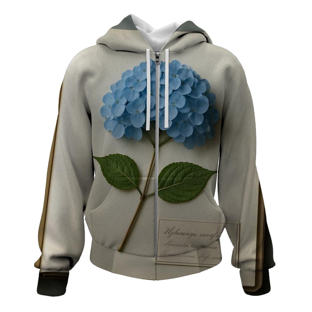 Blue Hydrangea Pressed In Herbarium Folder designer hoodies