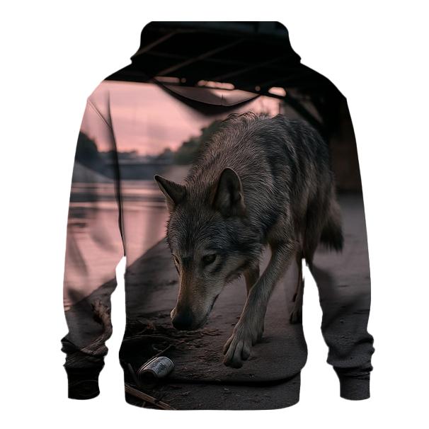 Urban River Wolf At Dawn Under Bridge hoodie trends