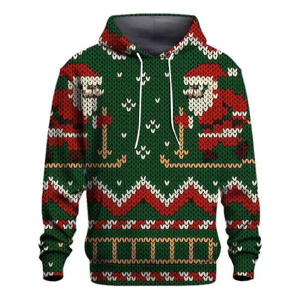 Skiing Santa Zigzag Panel Design hoodie trends