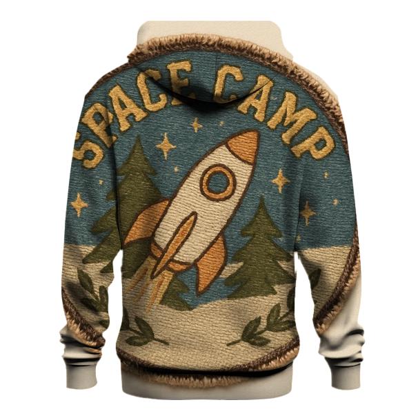 Distressed Space Camp Badge Patch zip-up hoodies