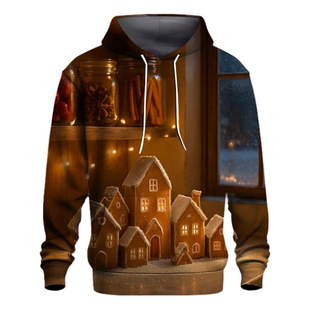Sugarplum Pantry With Frosted Gingerbread Village printed hoodies