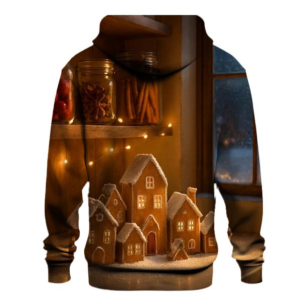 Sugarplum Pantry With Frosted Gingerbread Village printed hoodies