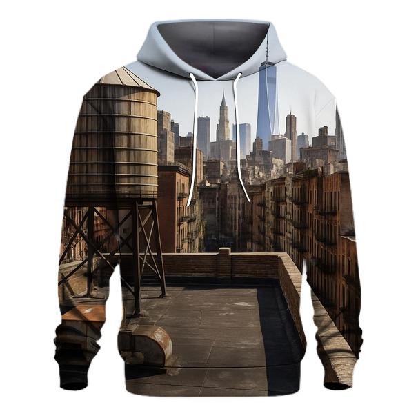 Chinatown Rooftop Water Tower With Downtown Backdrop custom hoodies