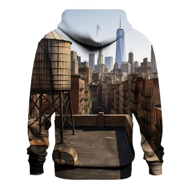 Chinatown Rooftop Water Tower With Downtown Backdrop custom hoodies