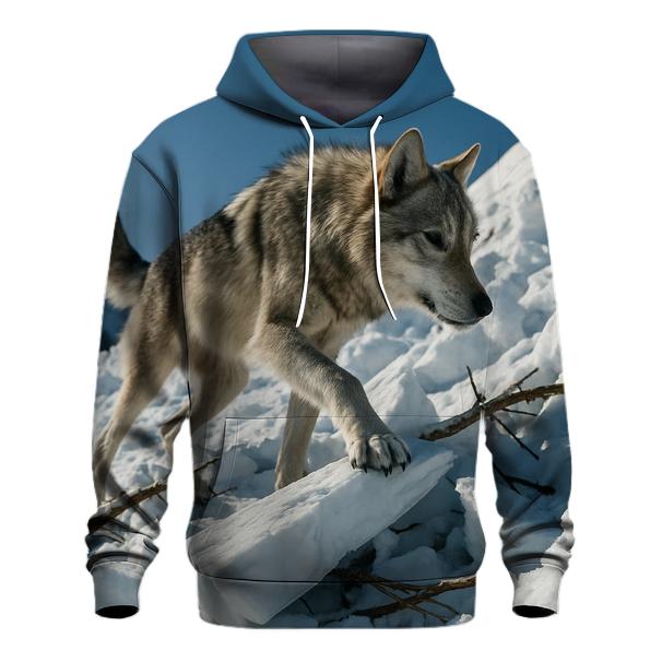 Mountain Wolf Crossing Avalanche Debris Field embroidered hoodies