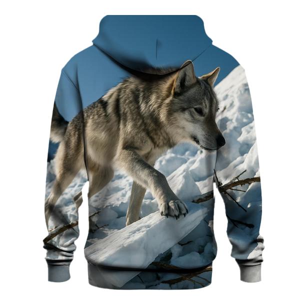 Mountain Wolf Crossing Avalanche Debris Field embroidered hoodies