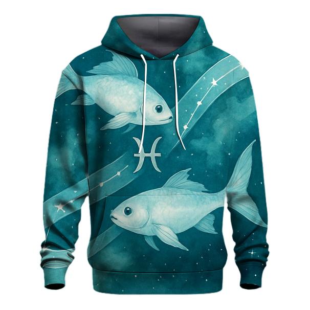 Pisces Twin Fish Cosmic Ribbon designer hoodies