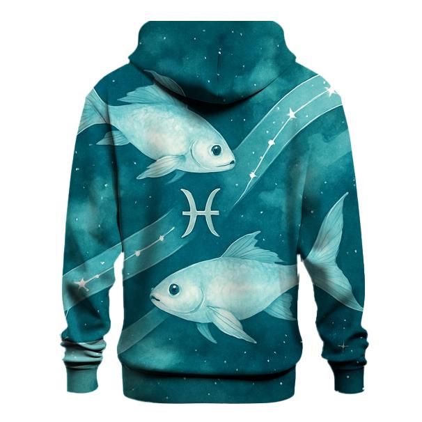 Pisces Twin Fish Cosmic Ribbon designer hoodies