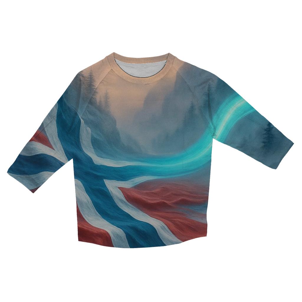 Aurora Fjord Flag Norway stylish quarter sleeve tops