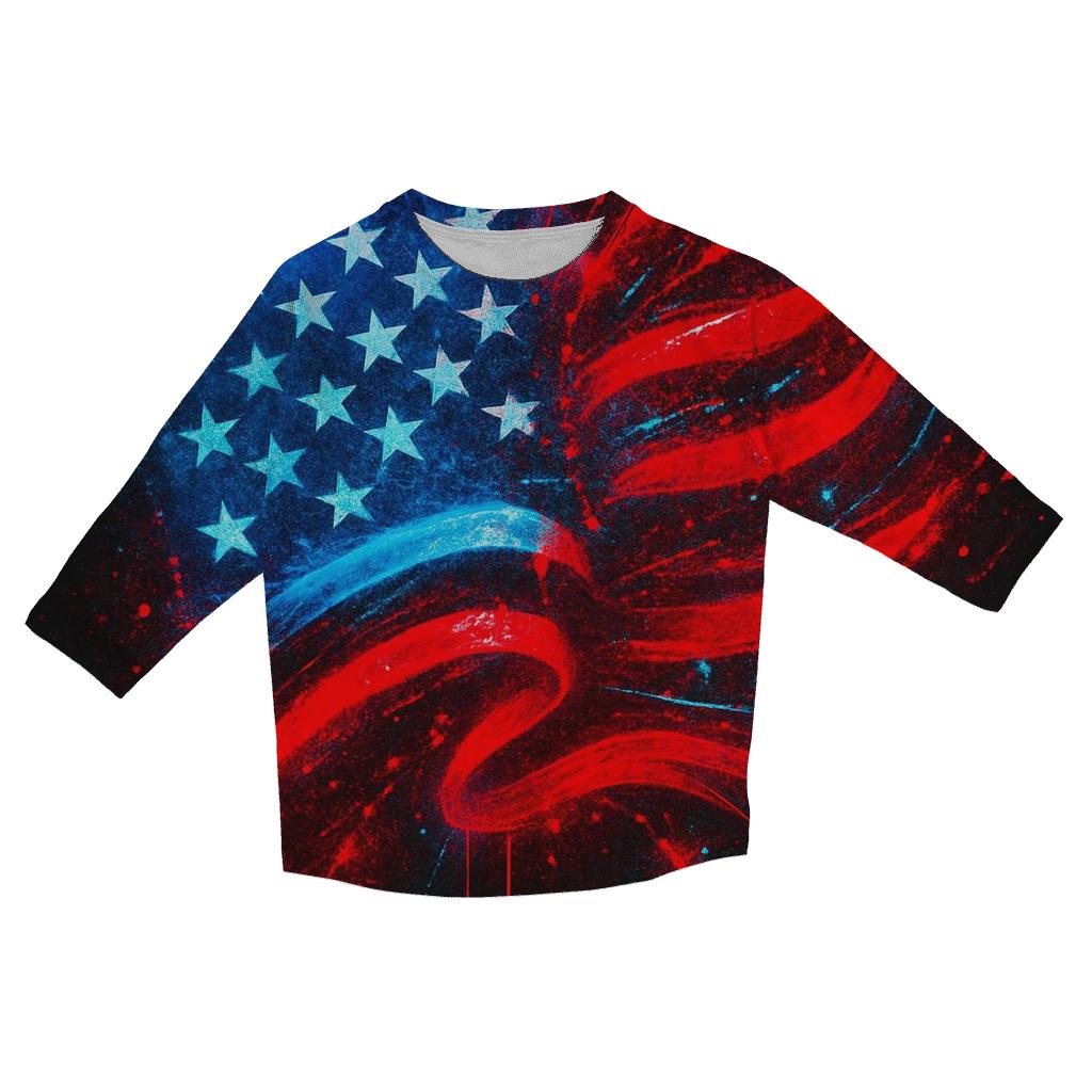 Neon Rebellion Stars And Stripes stylish quarter sleeve tops