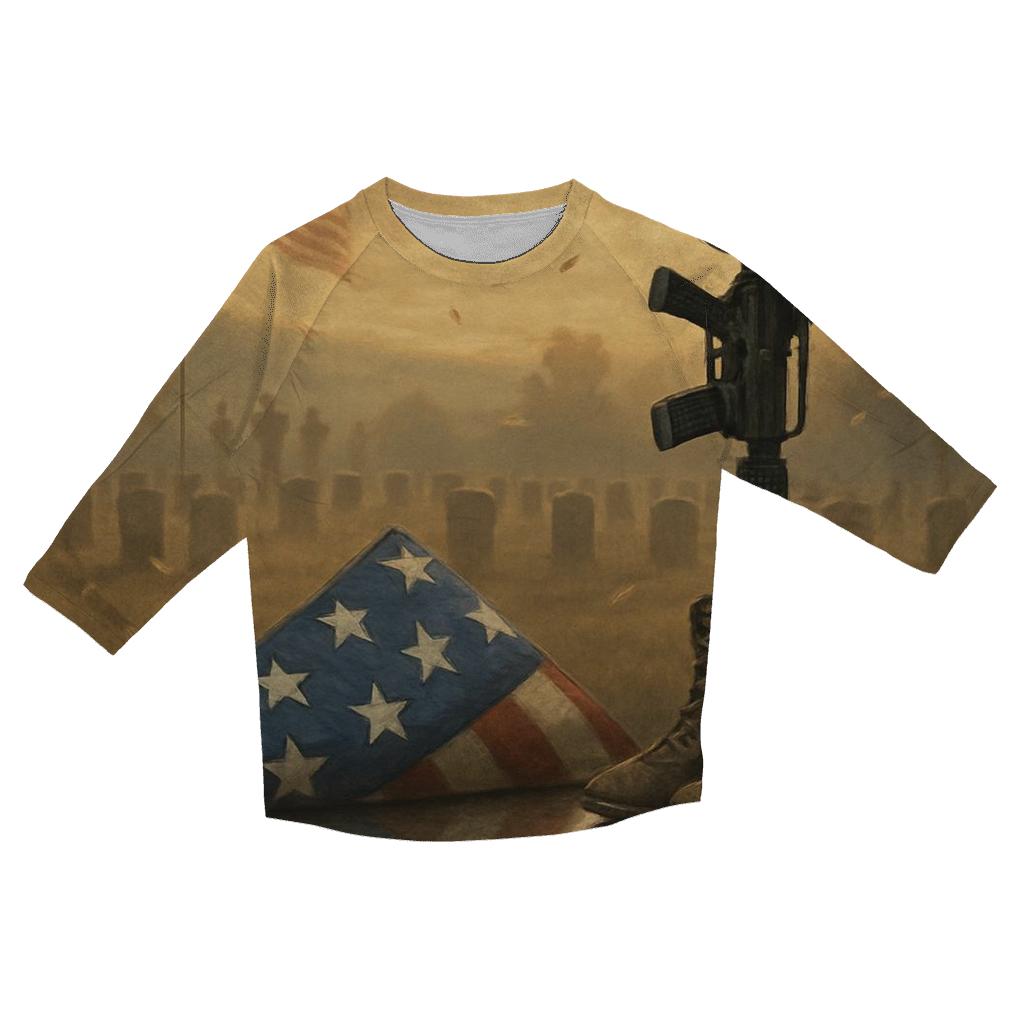 Folded Stars Sacred Ground printed three quarter sleeve shirts