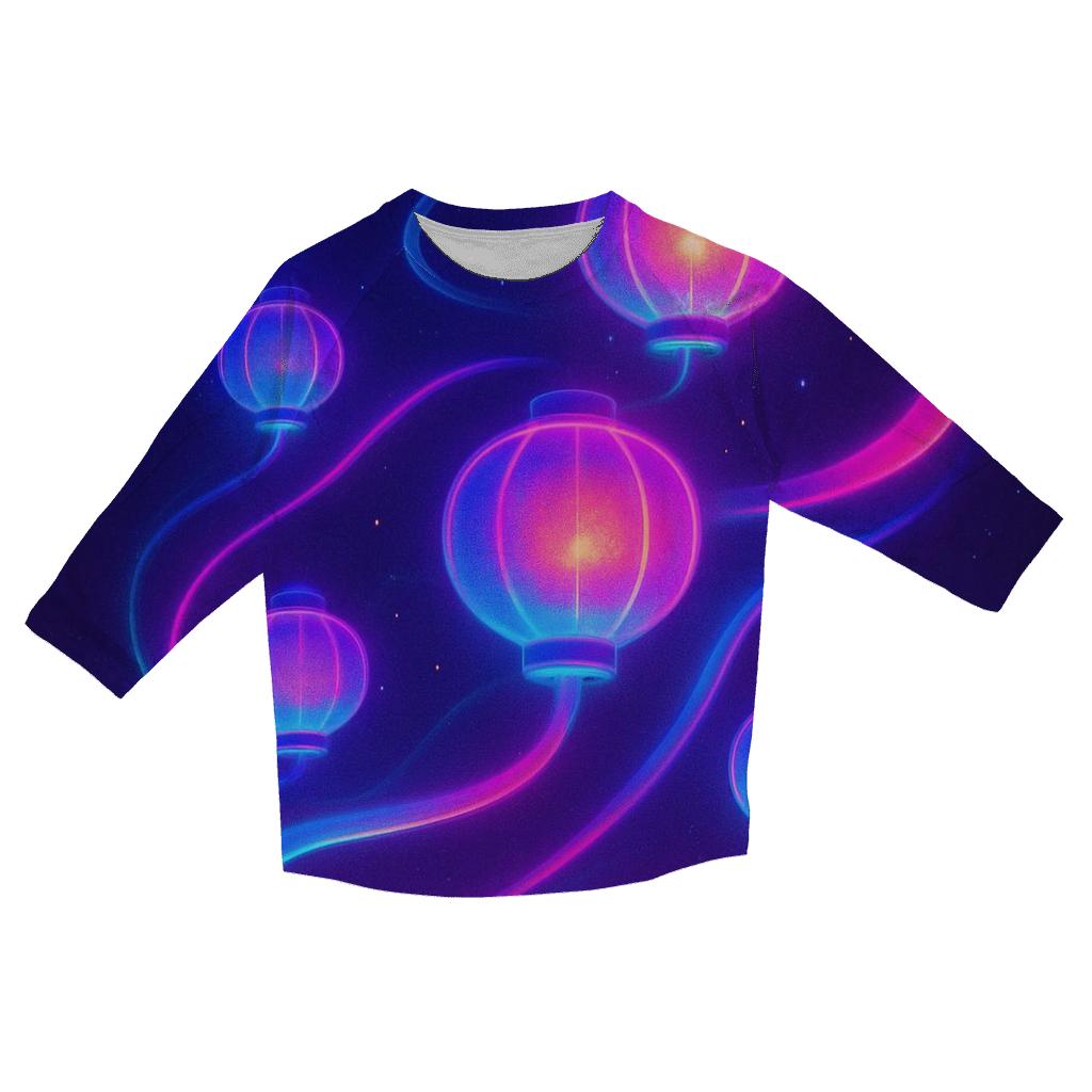 Neon Orbit Lantern Field trendy 3/4 sleeve tops