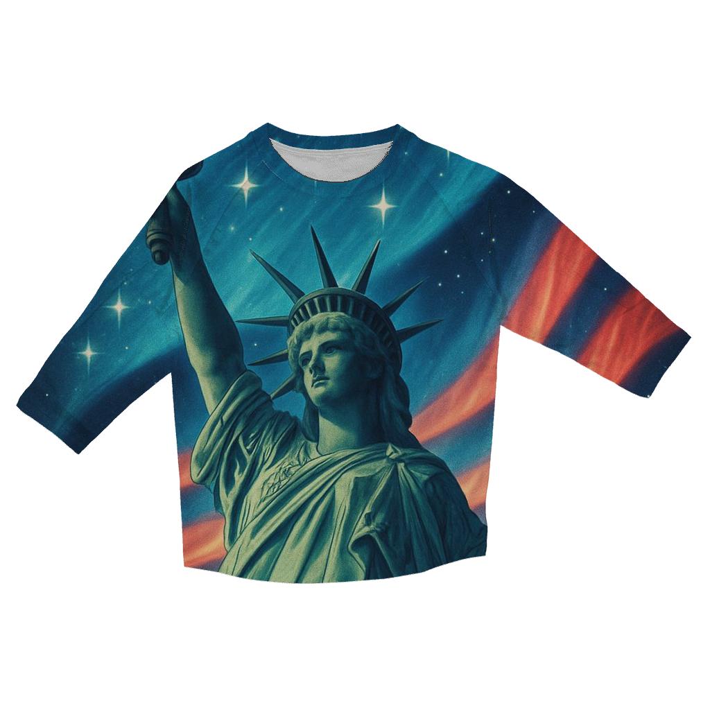 Liberty Torch Aurora Flag stylish quarter sleeve tops