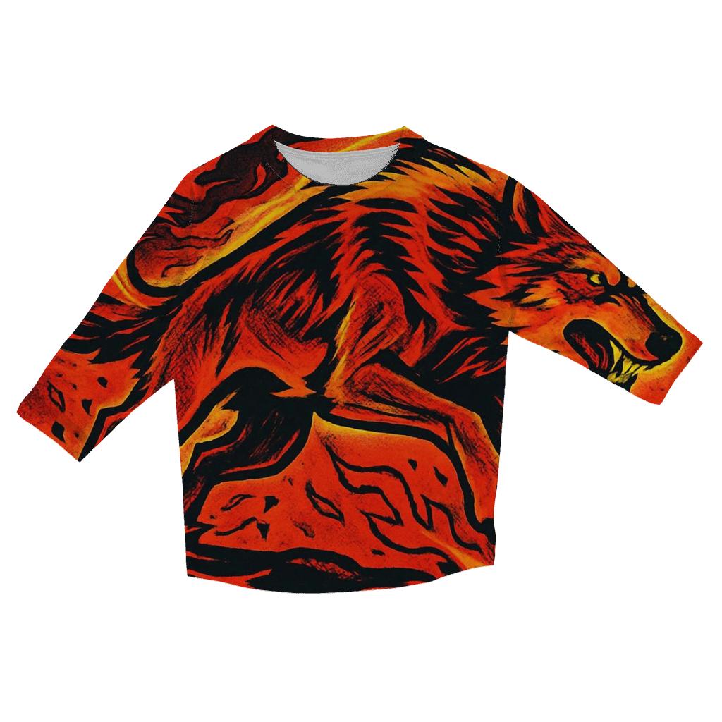 Volcanic Ember Runner Wolf fashion 3/4 sleeve shirts