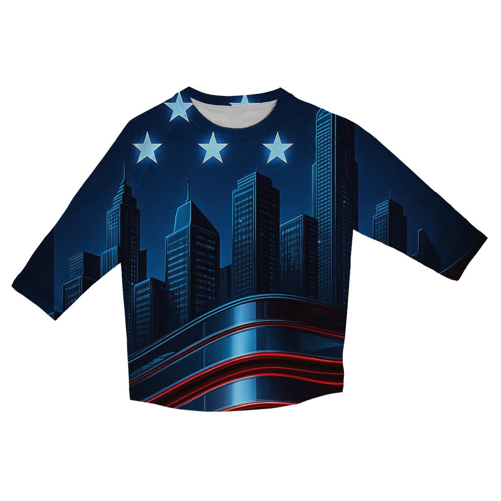 Chrome Skyline Flag Fusion trendy 3/4 sleeve tops