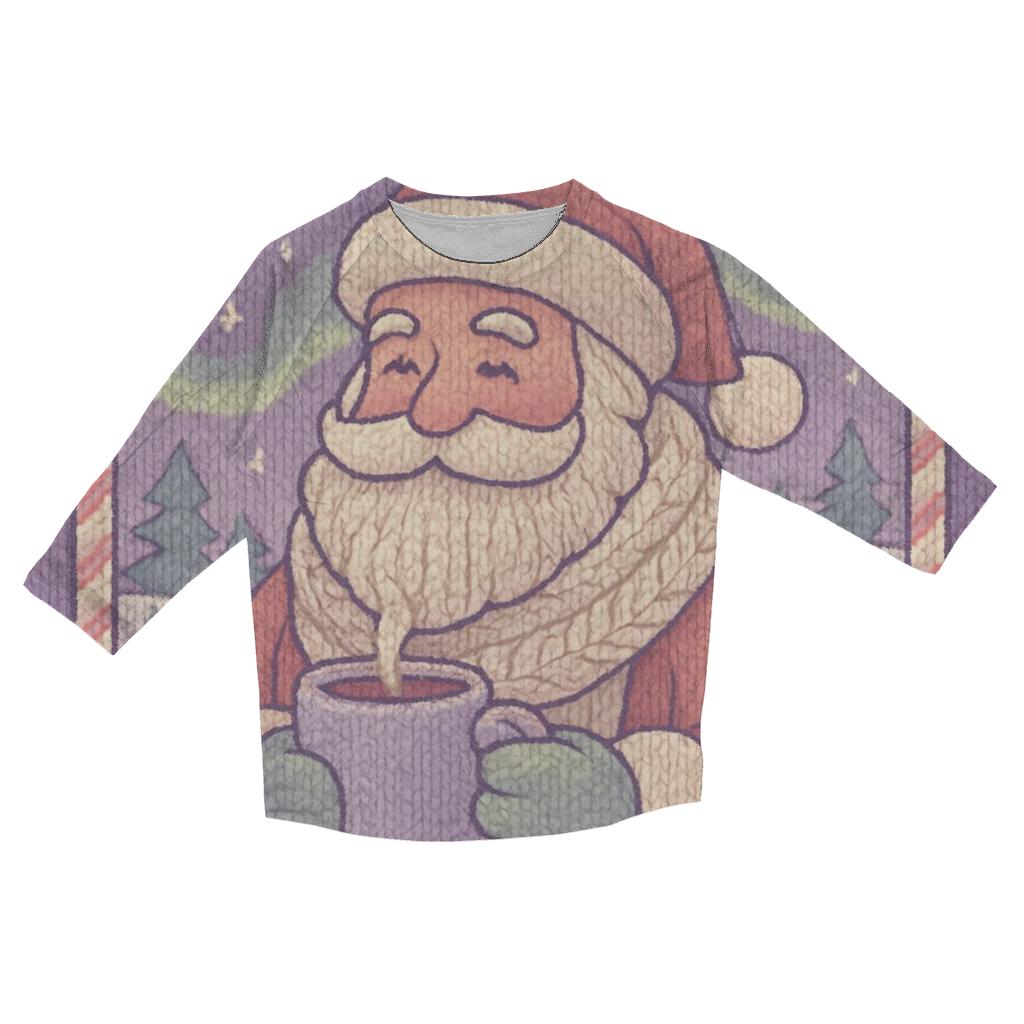 Knitted Northern Lights Santa cotton quarter sleeve shirts