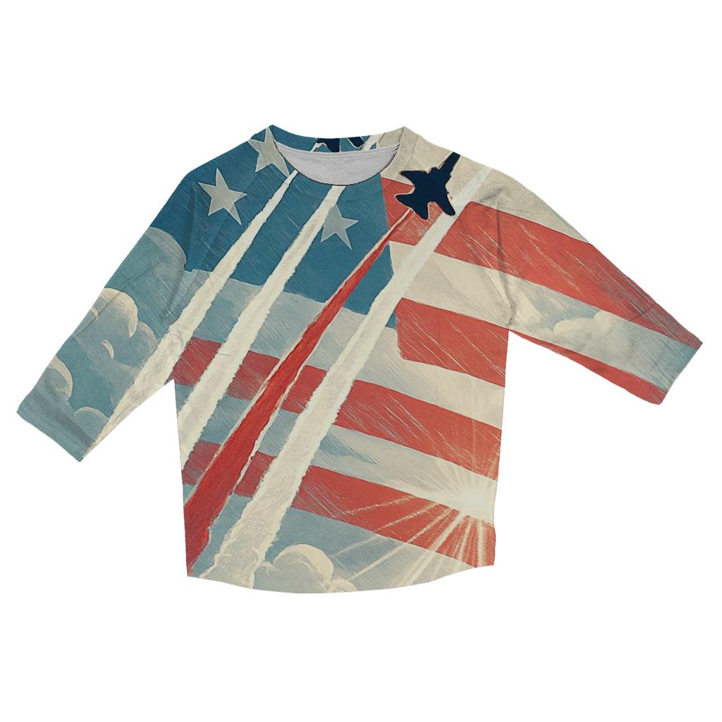 Wings Of Service Over Open Plains fashion 3/4 sleeve shirts