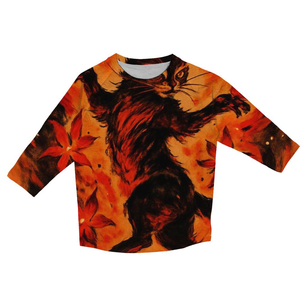 Volcanic Ember Dancer Cat custom 3/4 sleeve shirts