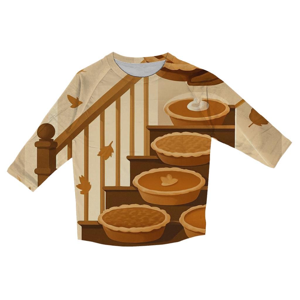 Thanksgiving Staircase Of Pies designer 3/4 sleeve blouses