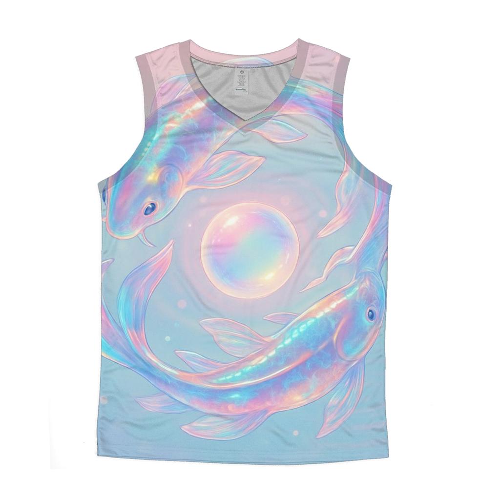 Aurora Glass Koi Spiral cotton sleeveless tops