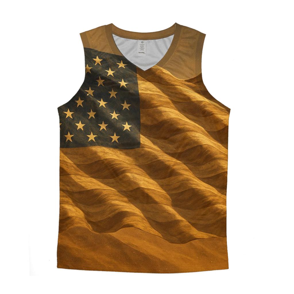 Desert Camo Flag Wave casual summer tank tops