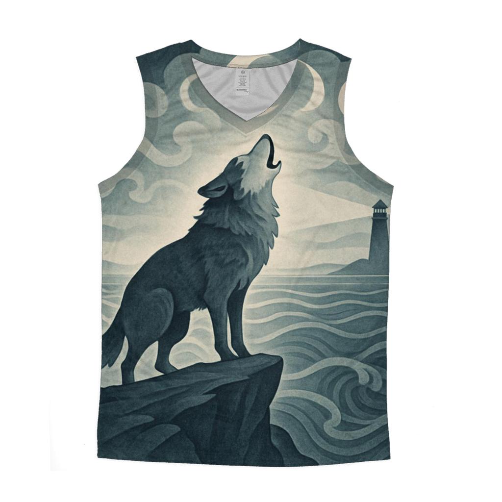Sea Fog Moon Wolf trendy fitted tank tops