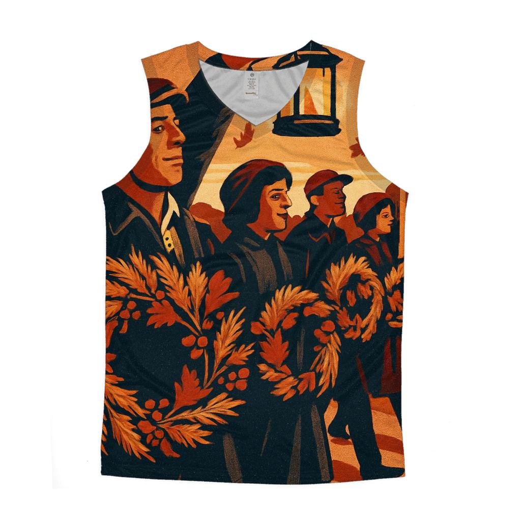 Harvest Wreath Lantern Parade cotton sleeveless tops