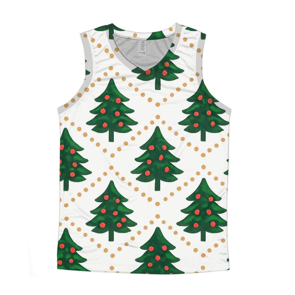 Christmas Tree Chevron Bands On White Background cotton sleeveless tops