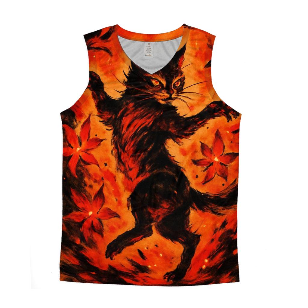 Volcanic Ember Dancer Cat personalized athletic tanks