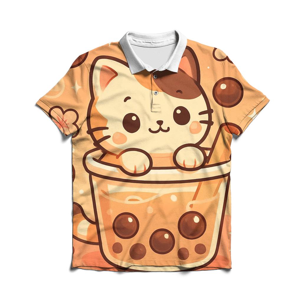 Bubble Tea Blossom Kitten stylish collar polo tees