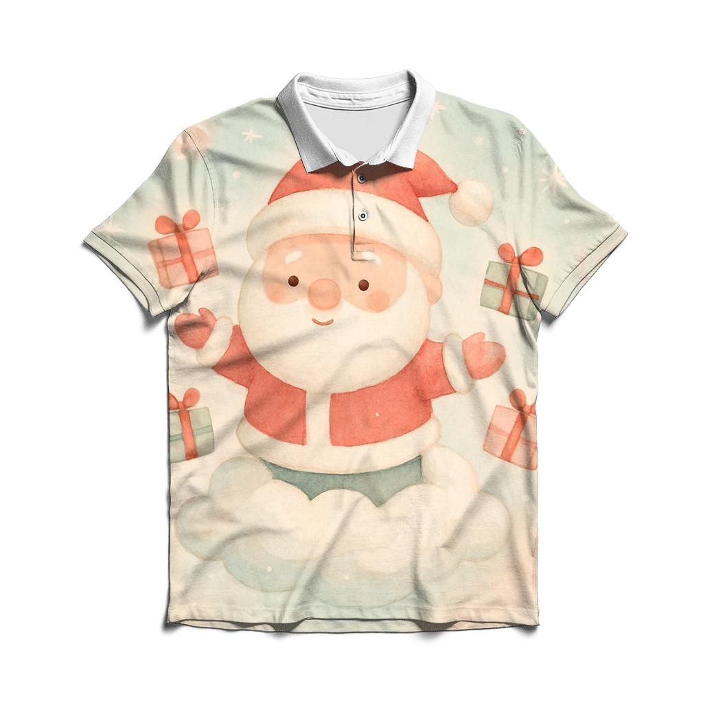 Pastel Candy Cloud Santa stylish collar polo tees