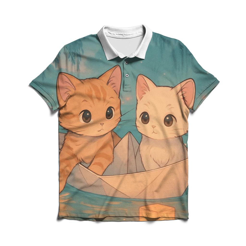 Lantern River Paper Boat Kittens personalized polo shirts