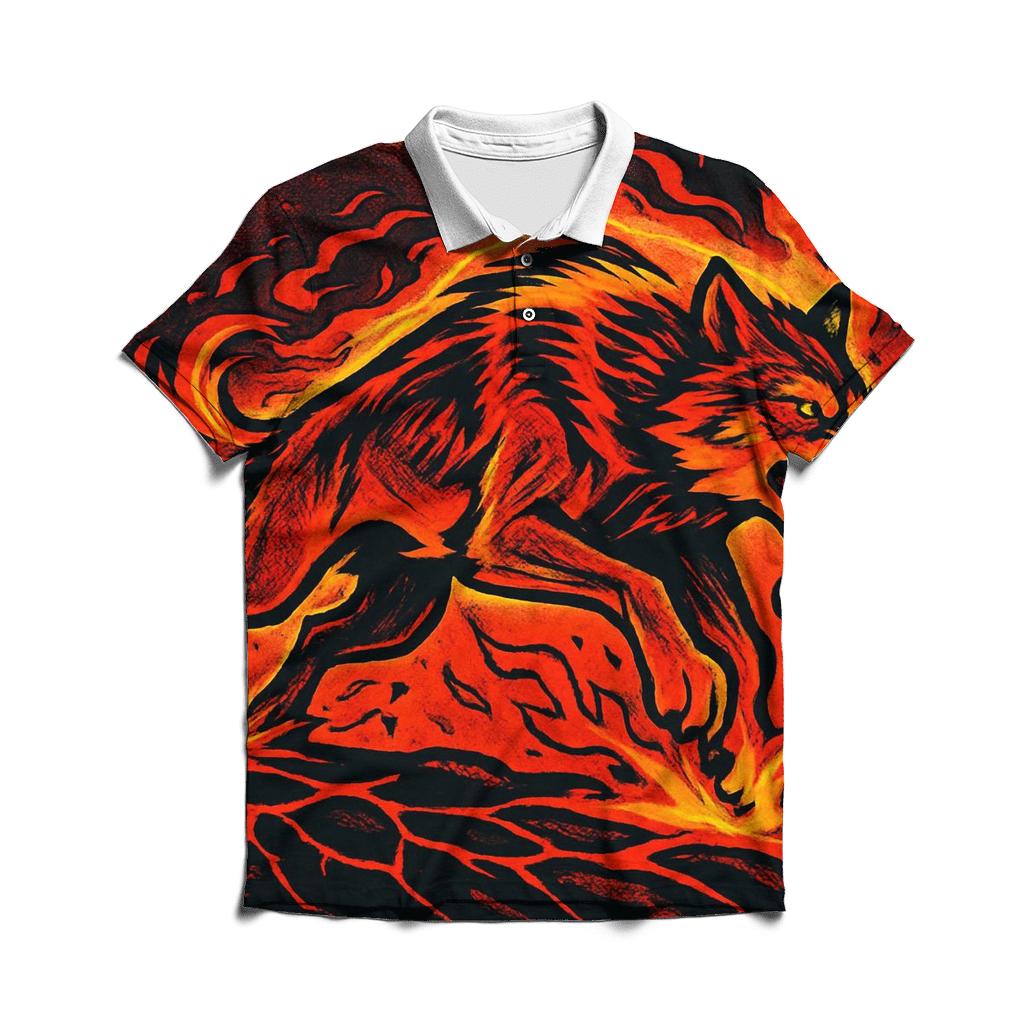 Volcanic Ember Runner Wolf designer slim fit polos