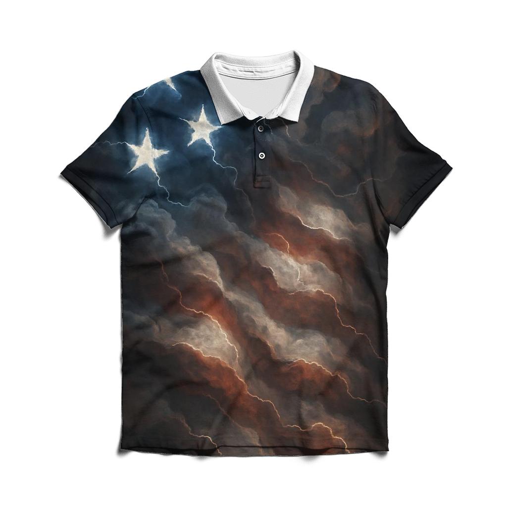 Stormfront Stripes Lightning Flag designer slim fit polos