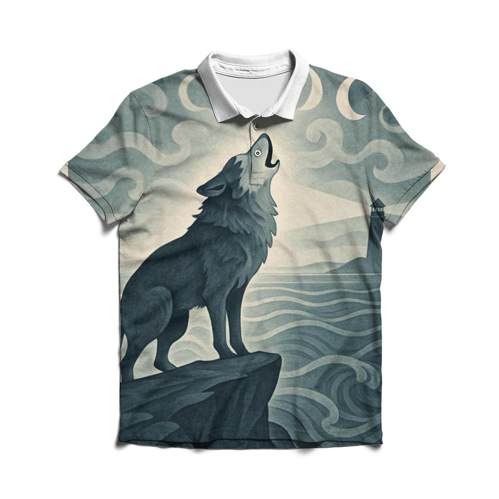 Sea Fog Moon Wolf stylish collar polo tees