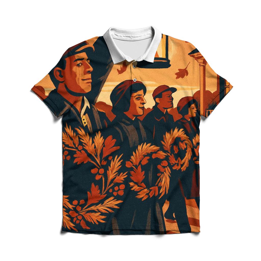 Harvest Wreath Lantern Parade premium cotton polo shirts