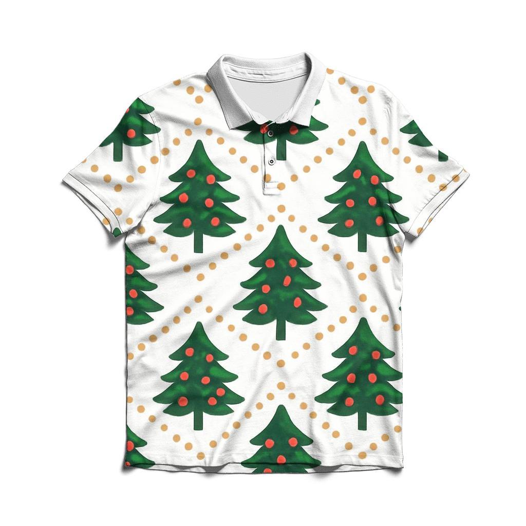 Christmas Tree Chevron Bands On White Background embroidered polo tops